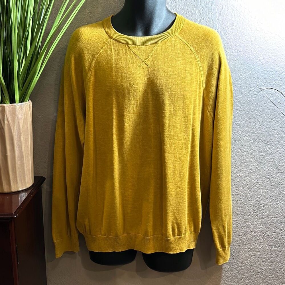 RB5 H&M Men’s cotton Raglan, long sleeve sweater, mustard, yellow size large